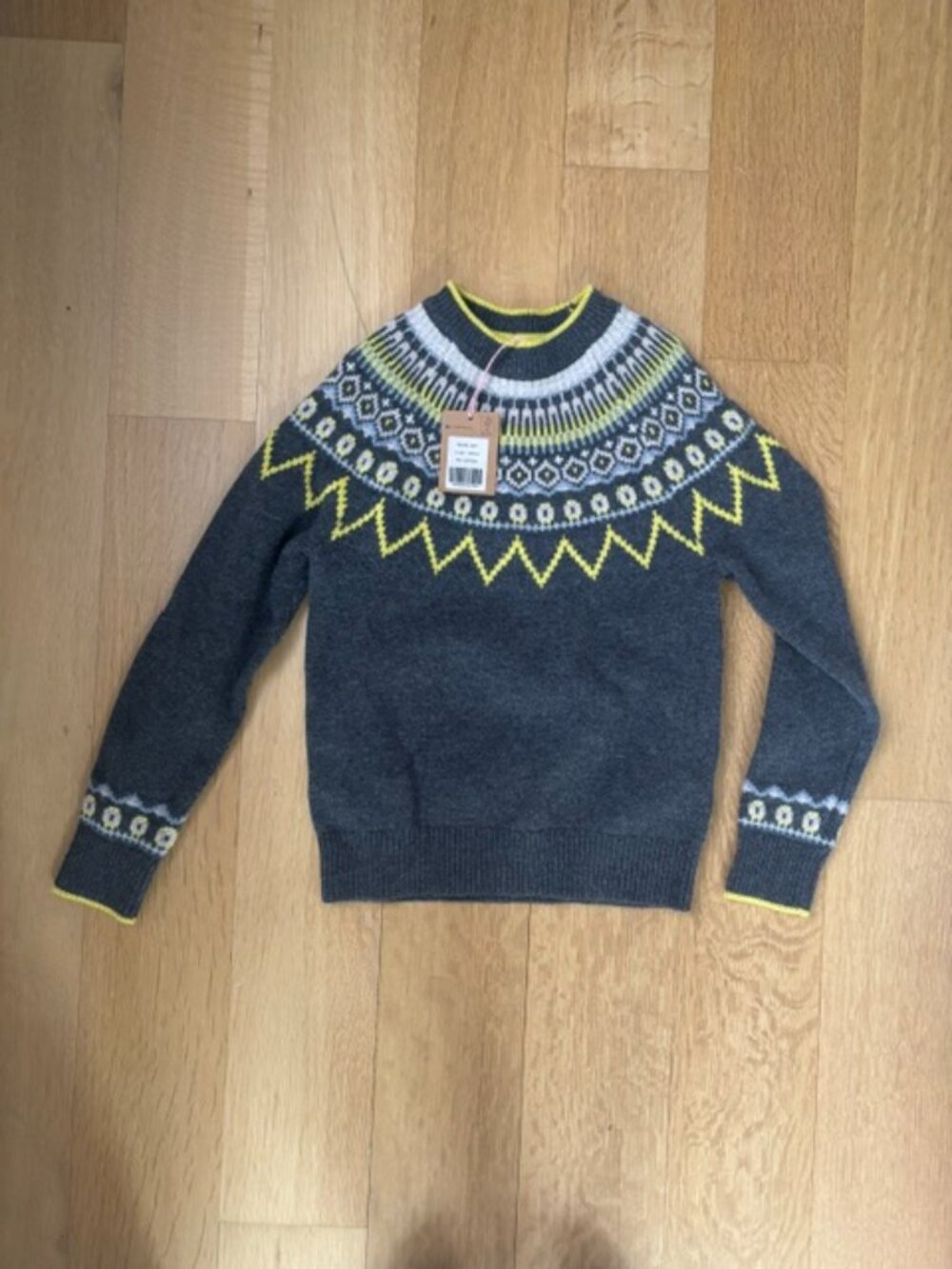 Size 9-10Y: Boys Mini Boden Graphic Fair Isle Wool Blend Sweater- NWT!
